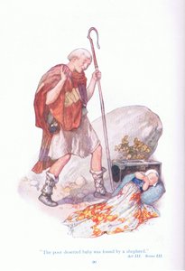 Das arme verlassene Baby wurde von einem Schäfer gefunden (Das Wintermärchen), aus Geschichten aus Shakespeare, veröffentlicht von Ward Lock & Co Ltd von A. Jackson