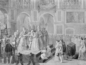 Die Hochzeit von Heinrich III. (1553-1610) und Margarete von Frankreich (1553-1615) im Jahr 1572, 1832