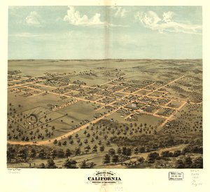 Vogelperspektive von California, Moniteau Co., Missouri 1869 von A. Ruger