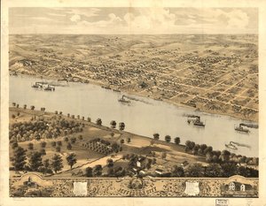 Vogelperspektive von Jefferson City, der Hauptstadt von Missouri 1869