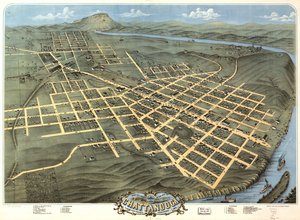 Vogelperspektive der Stadt Chattanooga, Hamilton County, Tennessee 1871 von A. Ruger