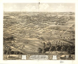 Vogelperspektive der Stadt Chillicothe, Livingston Co., Missouri 1869 von A. Ruger