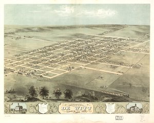 Vogelperspektive der Stadt De Witt, Clinton Co., Iowa 1868 von A. Ruger