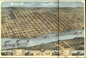 Vogelperspektive der Stadt Little Rock, der Hauptstadt von Arkansas 1871 von A. Ruger