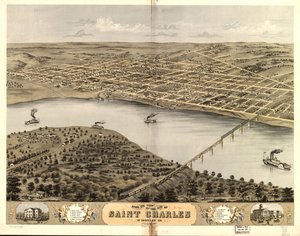 Vogelperspektive der Stadt Saint Charles, St. Charles Co., Missouri 1869 von A. Ruger