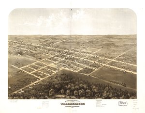 Vogelperspektive der Stadt Warrensburg, Johnson Co., Missouri 1869 von A. Ruger