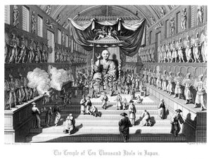 Der Tempel der zehntausend Idole in Japan, ca. 1860