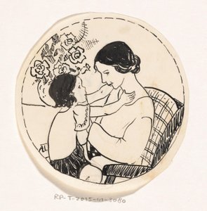 Mädchen auf dem Schoß der Mutter von A. Tinbergen (signed by artist)