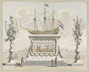 Handel und Seefahrt, Dekoration auf dem Nieuwmarkt, 1795