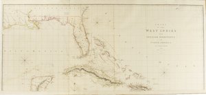 Karte der Westindischen Inseln und spanischen Herrschaftsgebiete in Nordamerika von Aaron Arrowsmith