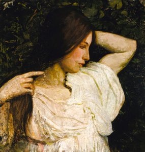 Mädchen richtet ihr Haar von Abbott Handerson Thayer