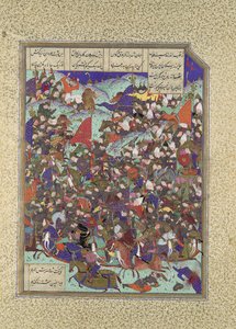 Kai Khusrau besiegt die Armee von Makran, Folio 376v aus dem Shahnama Buch der Könige, ca. 1525-30 von 