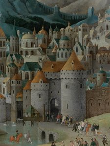 (Detail) von Christus, der das Kreuz trägt von Abel Grimmer or Grimer