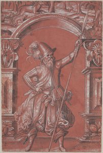 Ein Schweizer Gardist vor einem Zierbogen (recto) von Abraham Bickhart