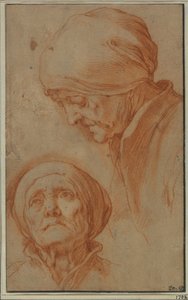 Zwei Studien eines alten Frauenkopfes von Abraham Bloemaert