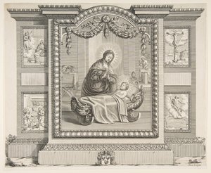 Die Geburt Christi mit Szenen der Verkündigung, der Anbetung der Hirten, der Kreuzigung, 1620-76 von Abraham Bosse