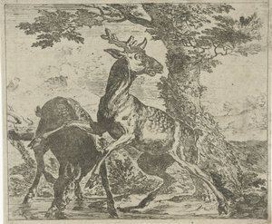 Aufgeschreckte Hirsche von Abraham Danielsz. Hondius