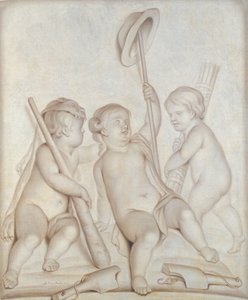 Die drei Cherubim, Putti mit den Attributen von Herkules und Merkur, 1767 von Abraham Hendrick van Beesten
