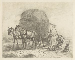 Trinkender Bauer bei einem Heuwagen von Abraham Hendrik Winter