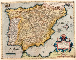 Beschreibung von Spanien. Geographische Karte aus „Theatrum Orbis Terrarum“ von Abraham Ortelius von Abraham Ortelius