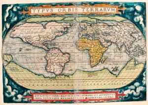 Erdkarte (Weltkarte) Geographische Karte aus „Theatrum Orbis Terrarum“ von Abraham Ortelius (1527-1598) von Abraham Ortelius