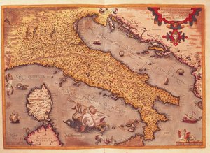 Karte von Italien aus Theatrum Orbis Terrarum von Abraham Ortelius