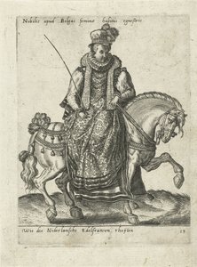 Niederländische Edelfrau zu Pferd von Abraham de Bruyn (attributed to)