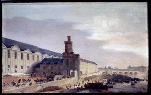 Ansicht von Porte Neuve und Galerie du Louvre um 1640. Eingang des Louvre an den Ufern der Seine. Gemälde von Abraham de Verwer (1600-1650) 1640 Paris, Musée Carnavalet
