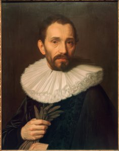 Bildnis eines Mannes, Handschuhe haltend, leicht nach links von Abraham de Vries