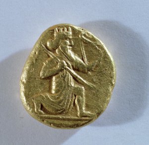 Daric mit Darstellung von Darius als königlicher Bogenschütze (Gold) (Vorderseite) von Achaemenid