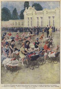 Im Wiener Prater fand kürzlich ein malerischer und reizender Wettkampf zwischen Kindern statt von Achille Beltrame