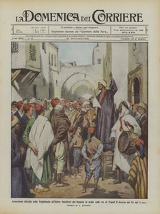 Offizielle Annexion von Tripolitanien an Italien, Ausrufer, die auf Arabisch in den Straßen lesen