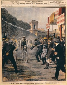 Ankunft des Siegers Luigi Ganna in der Arena in Mailand, Ende des Giro d