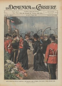 Ankunft der englischen Monarchen und der russischen Kaiserinmutter in Genua und ihr Treffen von Achille Beltrame