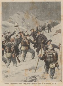 Neujahr in den Bergen, Treffen italienischer und französischer Alpini an der Grenze bei -16°C