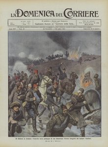 Von Niederlage zu Niederlage, die türkische Armee setzt ihren katastrophalen Rückzug fort, verfolgt von den siegreichen Bulgaren von Achille Beltrame
