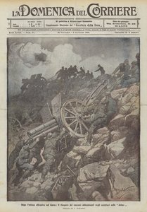 Nach der letzten Offensive auf dem Karst, die Bergung der von den Österreichern in den Dolinen zurückgelassenen Kanonen von Achille Beltrame