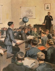 Bekämpfung des Analphabetismus, Kinder in der Schule von Achille Beltrame