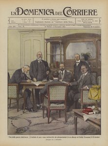 Ende des italienisch-türkischen Krieges, der Friedensvertrag wird von den Bevollmächtigten unterzeichnet
