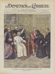 Unter Hundertjährigen, der Papst empfängt eine über hundertjährige Pilgerin