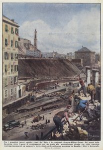 Unter den großartigen öffentlichen Arbeiten, die der Duce wollte, die Autobahn Genua-Mailand-Turin von Achille Beltrame