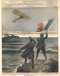 Französischer Flieger Louis Bleriot, erste Person, die den Ärmelkanal überquert, Feierlichkeiten an der englischen Küste, 25. Juli