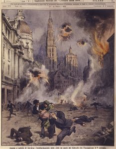 Deutsche Flugzeuge bombardieren Antwerpen, aus 