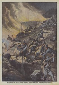 Die Tricks der Besiegten, die Österreicher versuchen, unsere Offensive am Isonzo mit Flammen zu stoppen
