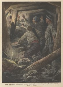 Die Dramen der Bergwerke, die Befreiung von drei Arbeitern, die vierundvierzig Tage lang in 300 Metern Tiefe begraben waren