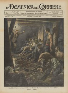 Die großen Katastrophen in Amerika, italienische Bergleute halb erstickt in einem brennenden Bergwerk in Illinois gefunden