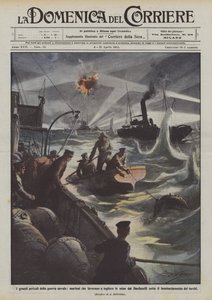 Die großen Gefahren des Seekriegs, Matrosen, die Minen aus den Dardanellen entfernen