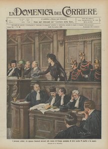 Die berühmten Prozesse, Frau Steinheil vor dem Schwurgericht in Paris, beschuldigt des Mordes von Achille Beltrame