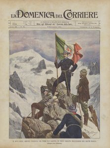 Der Herzog der Abruzzen erobert am 5. August als Erster einen als unzugänglich geltenden Gipfel des Mont Blanc von Achille Beltrame