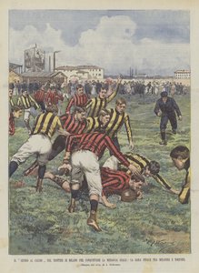 Das Fußballspiel im Trotter von Mailand um die Königliche Medaille, das Finale zwischen Mailändern und Turinern